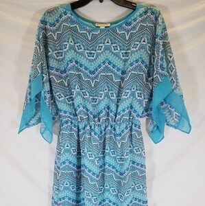 CB Established 1962 Teal And Blue Wing Sleeve Dress Sz 4